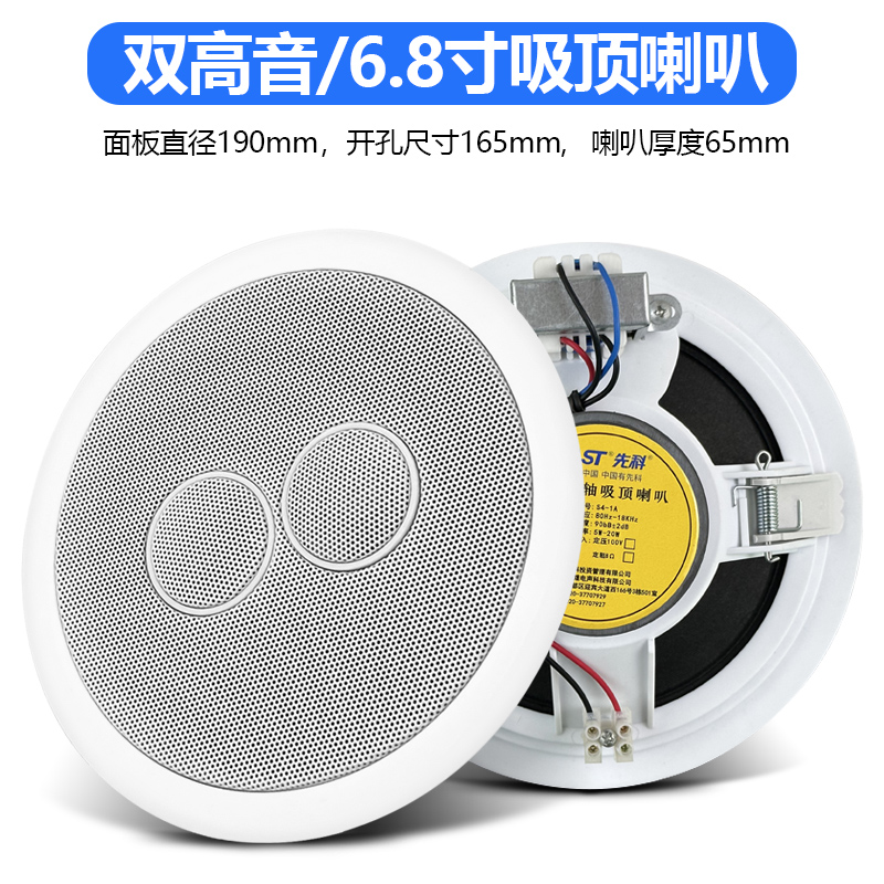 先科S68双高低音箱吸顶喇叭店铺无线蓝牙音响背景天花嵌入式吊顶 - 图0