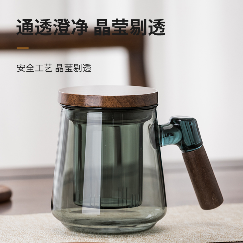 玻璃泡茶杯茶水分离耐高温水杯男士办公室个人日式家用茶道杯子