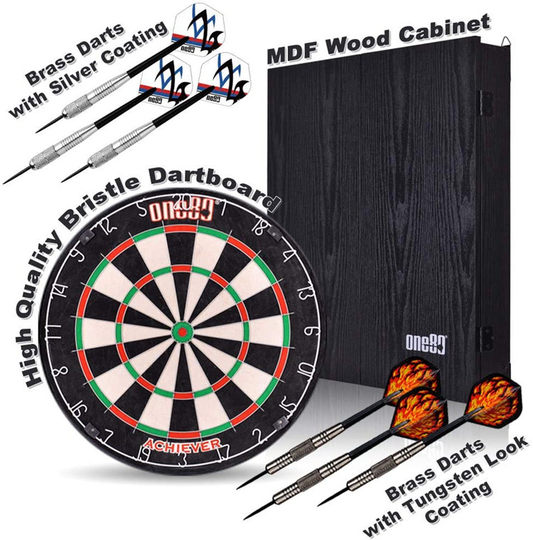 ONE80专业比赛飞镖靶 飞镖盘18寸剑麻带靶箱木箱飞镖套装成人酒吧
