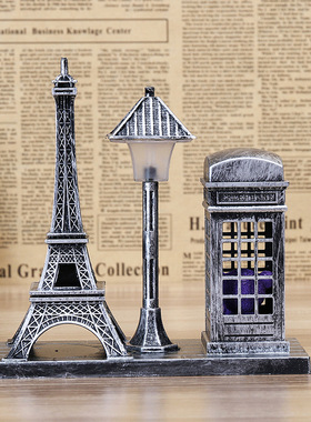 复古铁塔路灯电话亭温馨装饰摆设