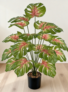 北欧客厅仿真绿植龟背叶仿生植物摆件假花装饰落地盆树栽桌面摆设