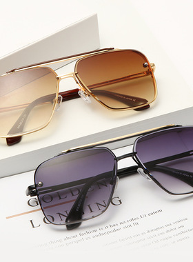 墨镜无框切边复古风太阳镜