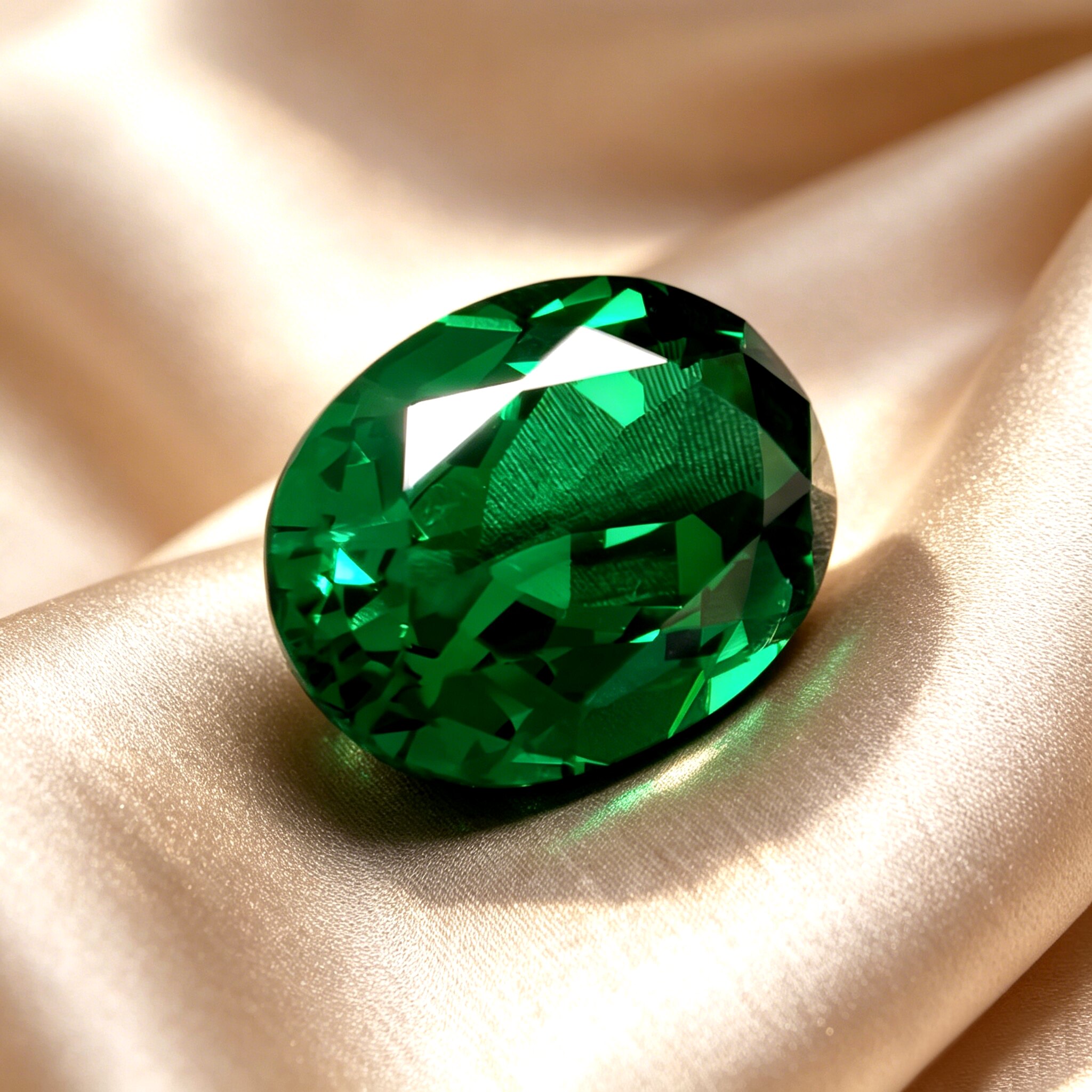Oval emerald loose stone synthetic gemstone