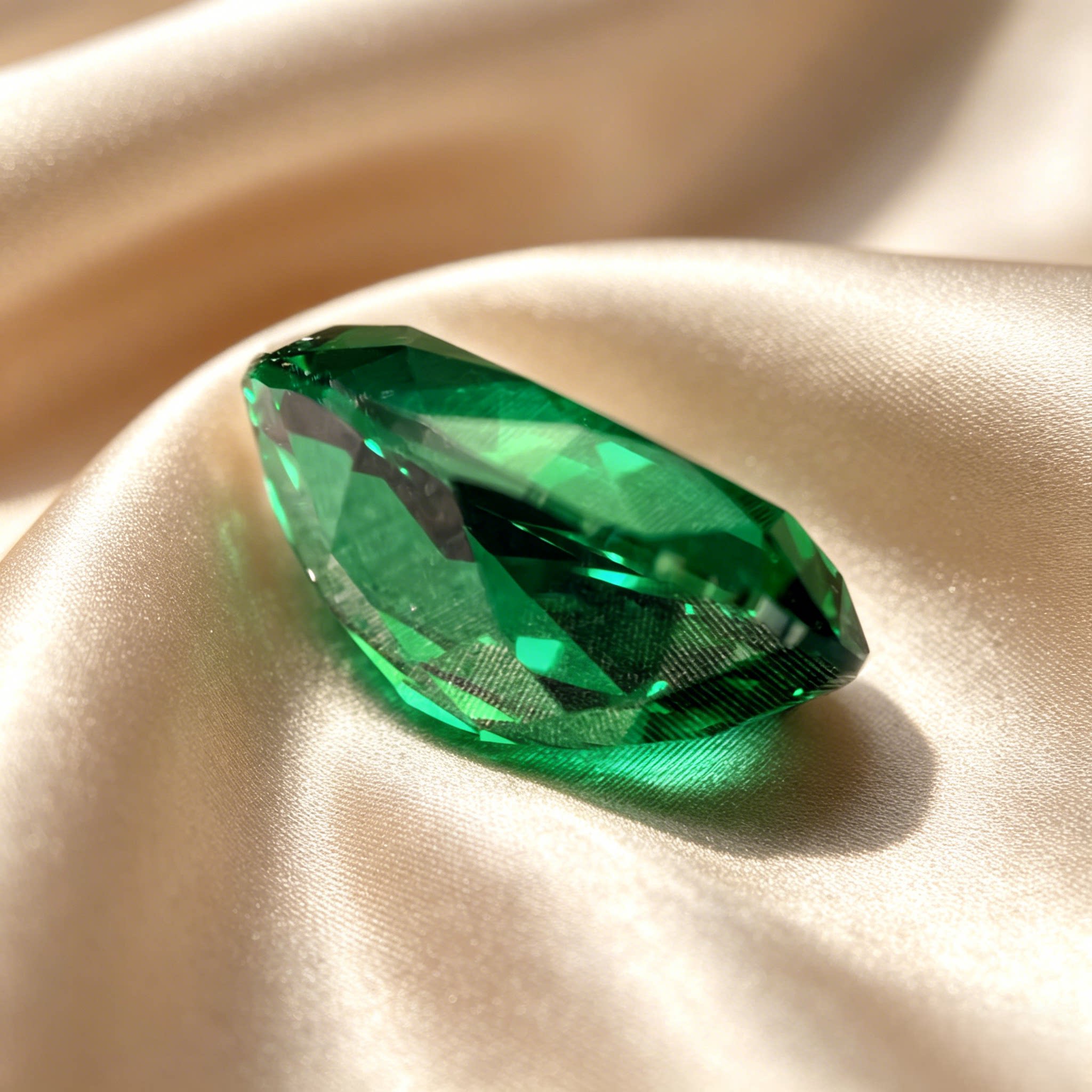 Oval emerald loose stone synthetic gemstone
