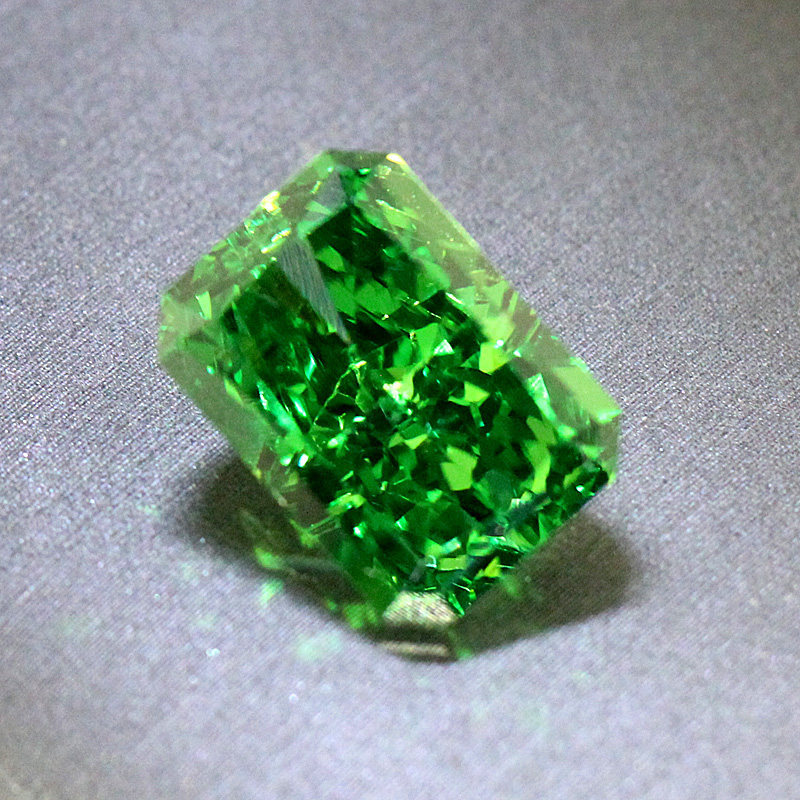 Ice cut tsavorite loose stone rectangular radiant emerald