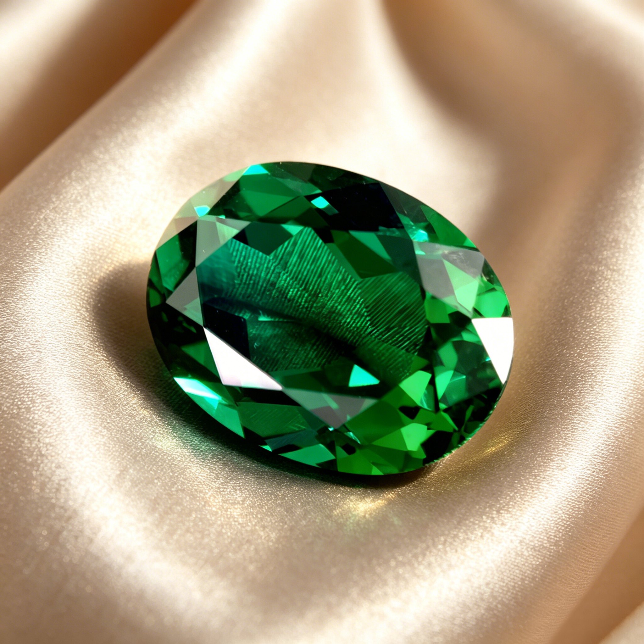 Oval emerald loose stone synthetic gemstone