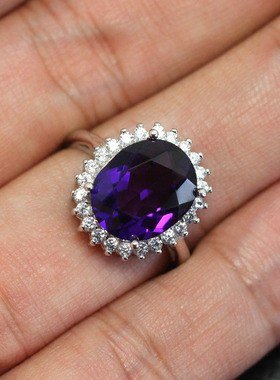 神秘紫碧玺镶嵌戒指紫色宝石带钻