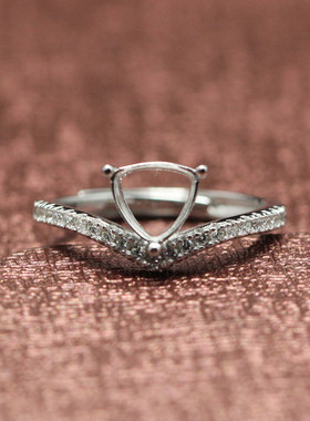 纯银镶嵌活口可调节戒指空托