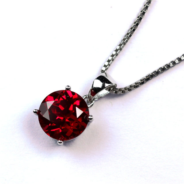 Round solitaire necklace pendant Burmese ruby pendant