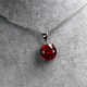 Round solitaire necklace pendant Burmese ruby pendant
