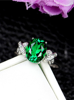 祖母绿宝石戒指高级女款花边绿