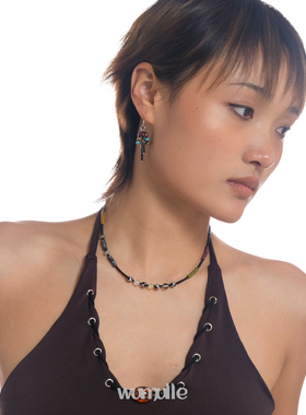 叠戴锁骨链颈链原创自制彩色珠