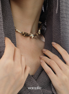 白松石钛钢男女防水防汗项链百搭