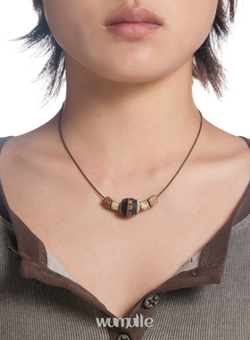 wumulle自制皮绳紫竹根菩提项链