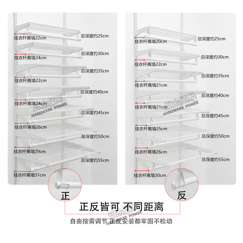 800库置物架储物间开放式金属衣柜壁挂式金属架AA柱配件支架挂勾 - 图2