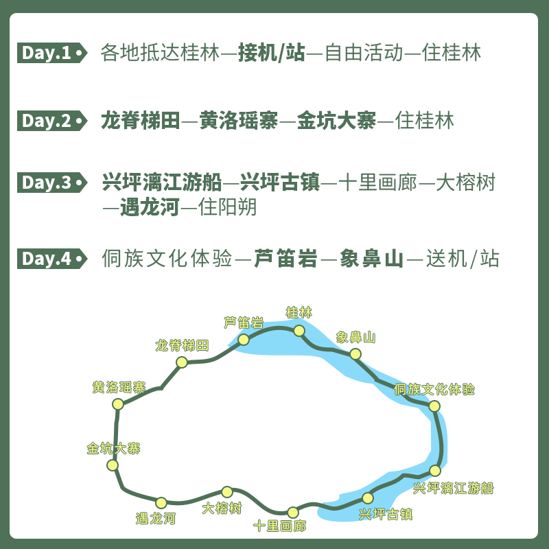 桂林旅游纯玩4天3晚龙脊梯田阳朔漓江遇龙河芦笛岩跟团四日游 - 图1