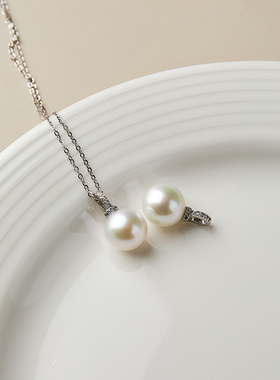 润古物语天然淡水珍珠吊坠S925正圆强光可拆卸项链吊坠送礼物