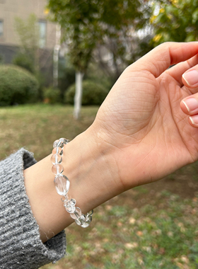 清气|天然净体白水晶手链女款单圈手串饰品礼物送闺蜜