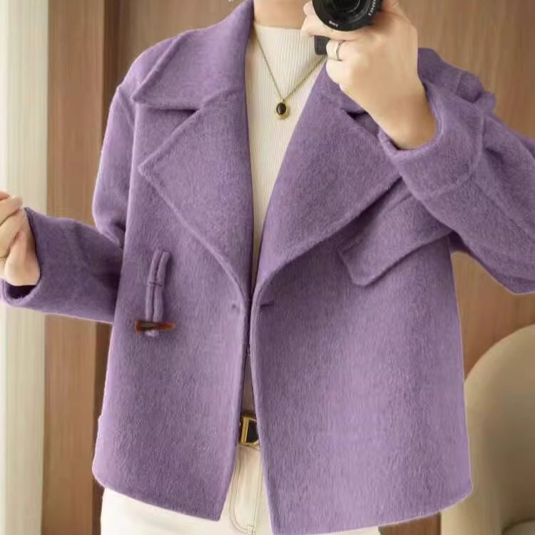 高端100%双面羊毛大衣女外套风衣纯羊毛扣子高档毛呢短款小个子,淘宝优惠券,粉丝福利购,淘宝优惠卷