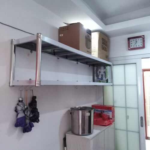 不锈钢厨房墙壁式置物架托壁挂式收纳架子上吊架调味架上墙展示架 - 图2