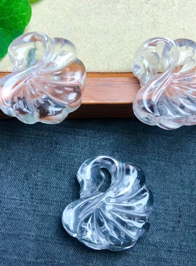 天然白水晶雕刻天鹅吊坠手工diy手链项链车挂包挂水晶配饰