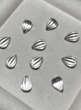 天然白水晶水滴雕刻件手工DIY手链项链串链水晶配件饰品挂件