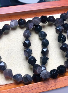 天然银曜石刻面珠单圈手链男女情侣款简约时尚百搭水晶手串饰品