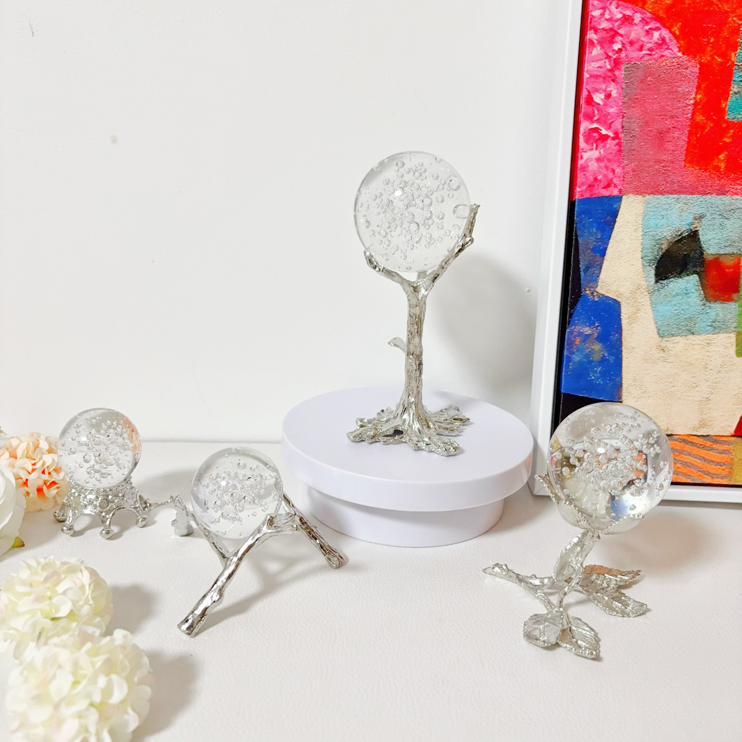 银色轻奢创意水晶球展示架底座金属电镀支架球托架放置架陈列底座,淘宝优惠券,粉丝福利购,淘宝优惠卷