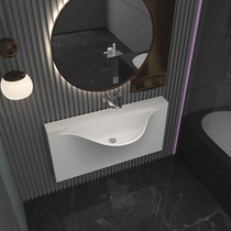 Livery-resistant integrated white artificial stone hanging wall style art washbasin embedded with open smiley face basin custom-made