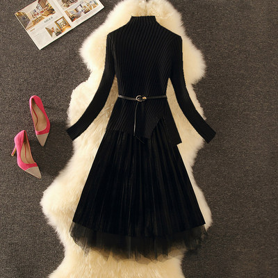套装裙两件套春装时尚21气质裙子女针织连衣裙收腰百搭毛衣套装 虎窝淘