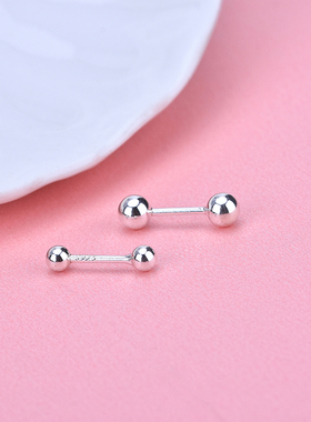 纯银耳钉女韩国耳环纽扣耳饰品