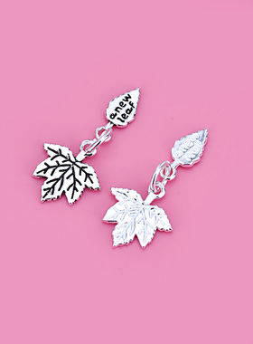 diy串珠材料纯银枫叶饰品配件