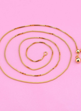 S925纯银盒子链硅胶珠可调节项链裸链手工编织首饰diy配件材料