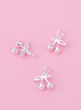 925纯银天然淡水珍珠小樱桃吊坠手工制作DIY串珠手链项链挂件配