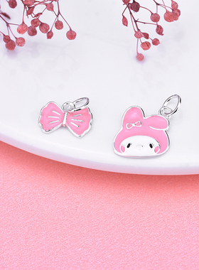 s925纯银滴胶卡通兔子编织diy