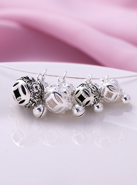 diy声音纯银葫芦小铃铛材料饰品