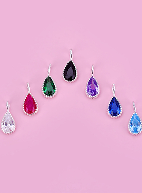 日系韩版挂坠纯银锆石水滴DIY