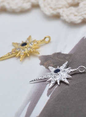 diy纯银饰品配件满钻手链吊坠