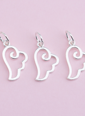 diy纯银天使翅膀串珠饰品配件