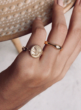 温莎珠宝古币狮子轻奢开口戒指