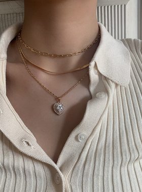 宝石爱心项链小众设计感choker