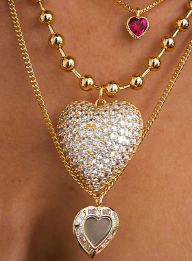 luvaj立体满钻大爱心项链轻奢