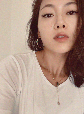 温莎珠宝竹叶y字毛衣项链绿色