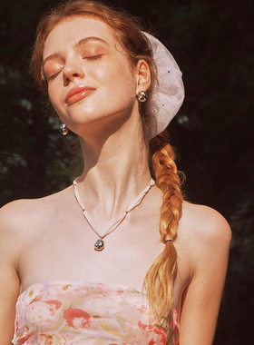 欧根纱月光螺白水晶项链