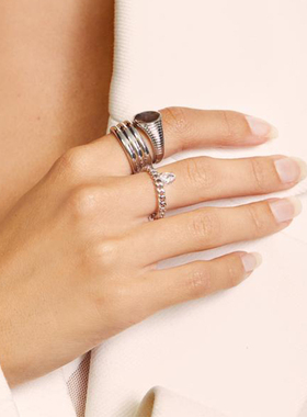 luvaj麻花编织戒指镀金水滴钻石