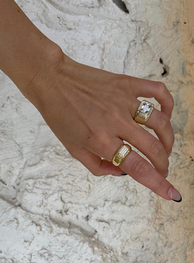 luvaj方形锆石戒指宽边食指戴