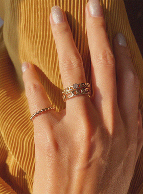 张子萱同款三层链条戒指叠戴组合