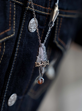 【原上栖】古老的图腾-做旧银嵌铜鹰隼挂坠