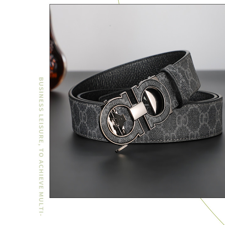 顺丰直发男士皮带真牛皮皮带男人高档印花大气金色时尚真皮腰带男