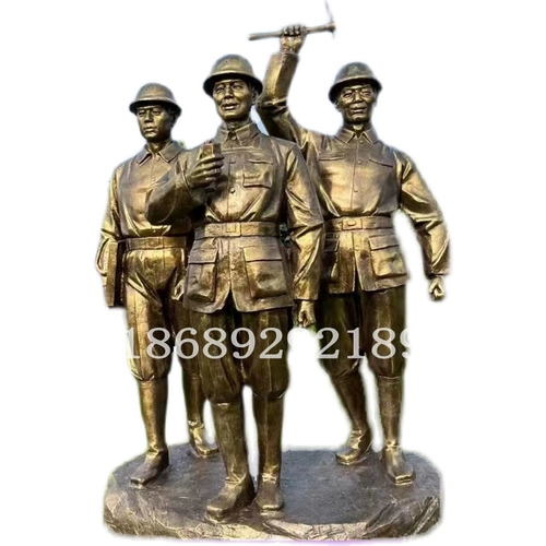 Пользовательские литые медные волокно -армированные стальные стальные военные фигуры Падающие скульптура имитация медная плавающая садовая скульптура лес лес на открытом воздухе